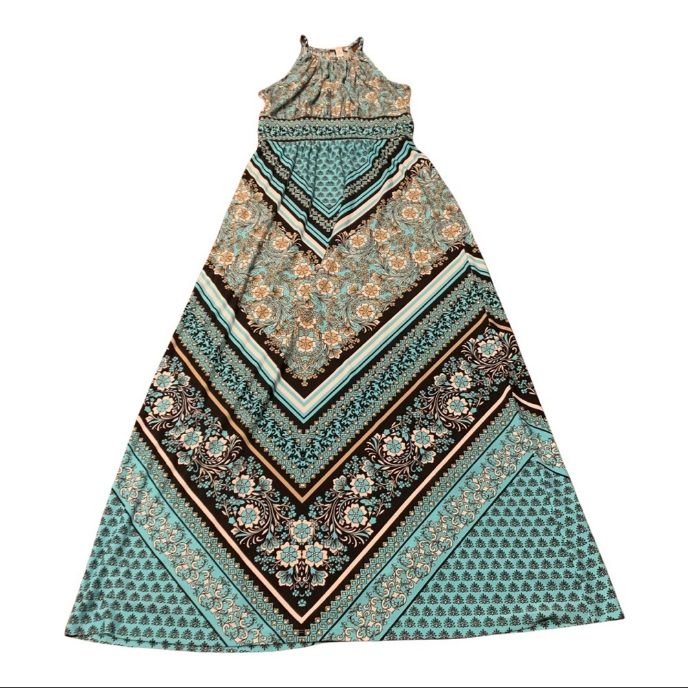 London Collection Halter Maxi Dress Floral Size 4